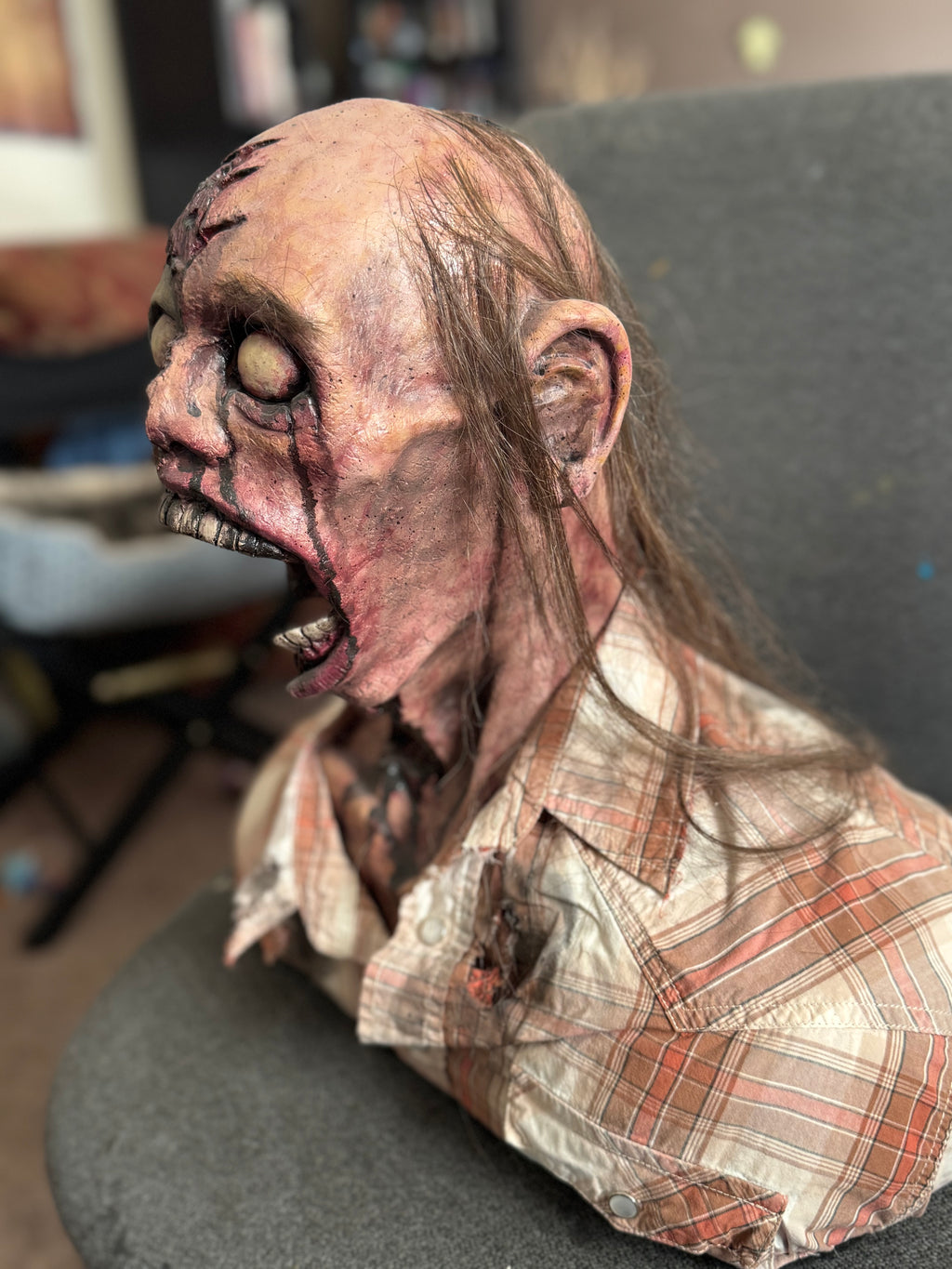 Zombie polyfoam and latex head Prop